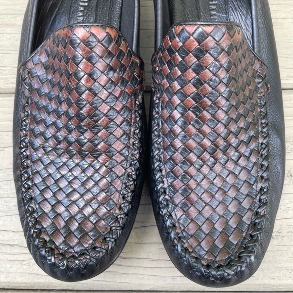 Cole Haan Black and Brown Woven Leather Loafers Shoes size 10 B - Picture 4 of 11